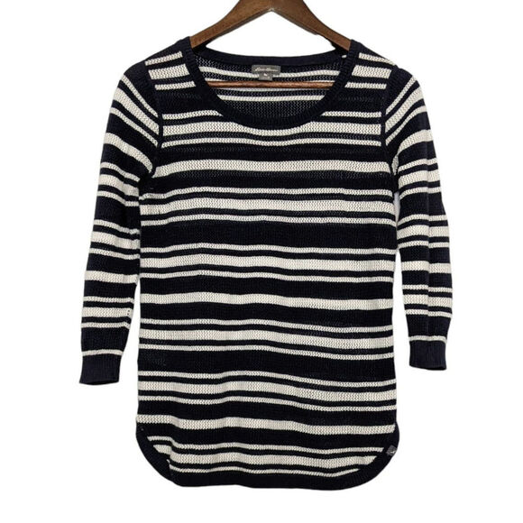 Eddie Bauer Lightweight Spring Summer Nautical Beachy Knit Mesh Sweater Small - Picture 5 of 8